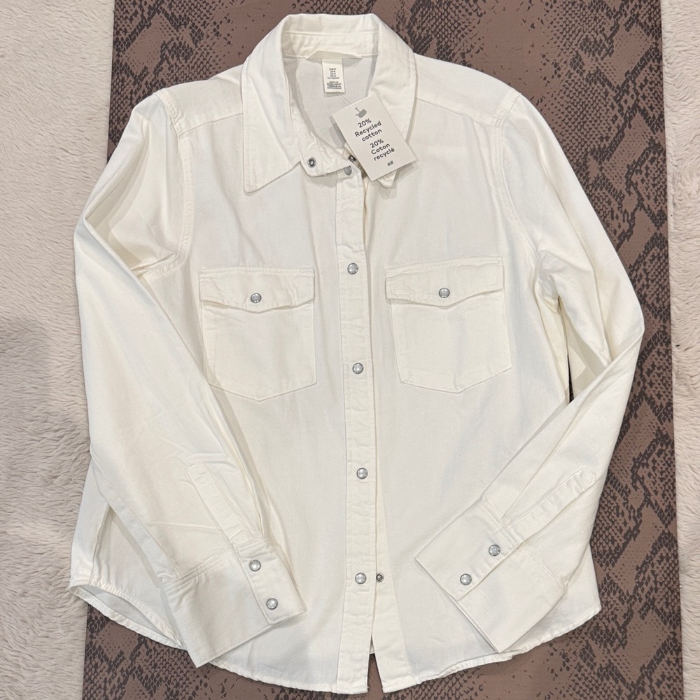 H&M Cream Casual Button Down Shirt